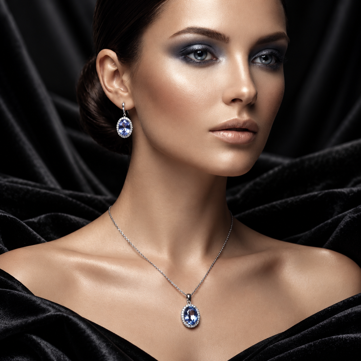 Blue Crystal Jewellery Set
