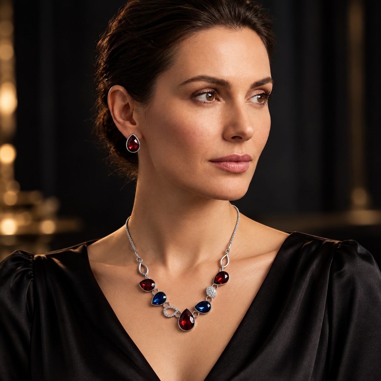 Burgundy and Navy Teardrop Jewellery Set