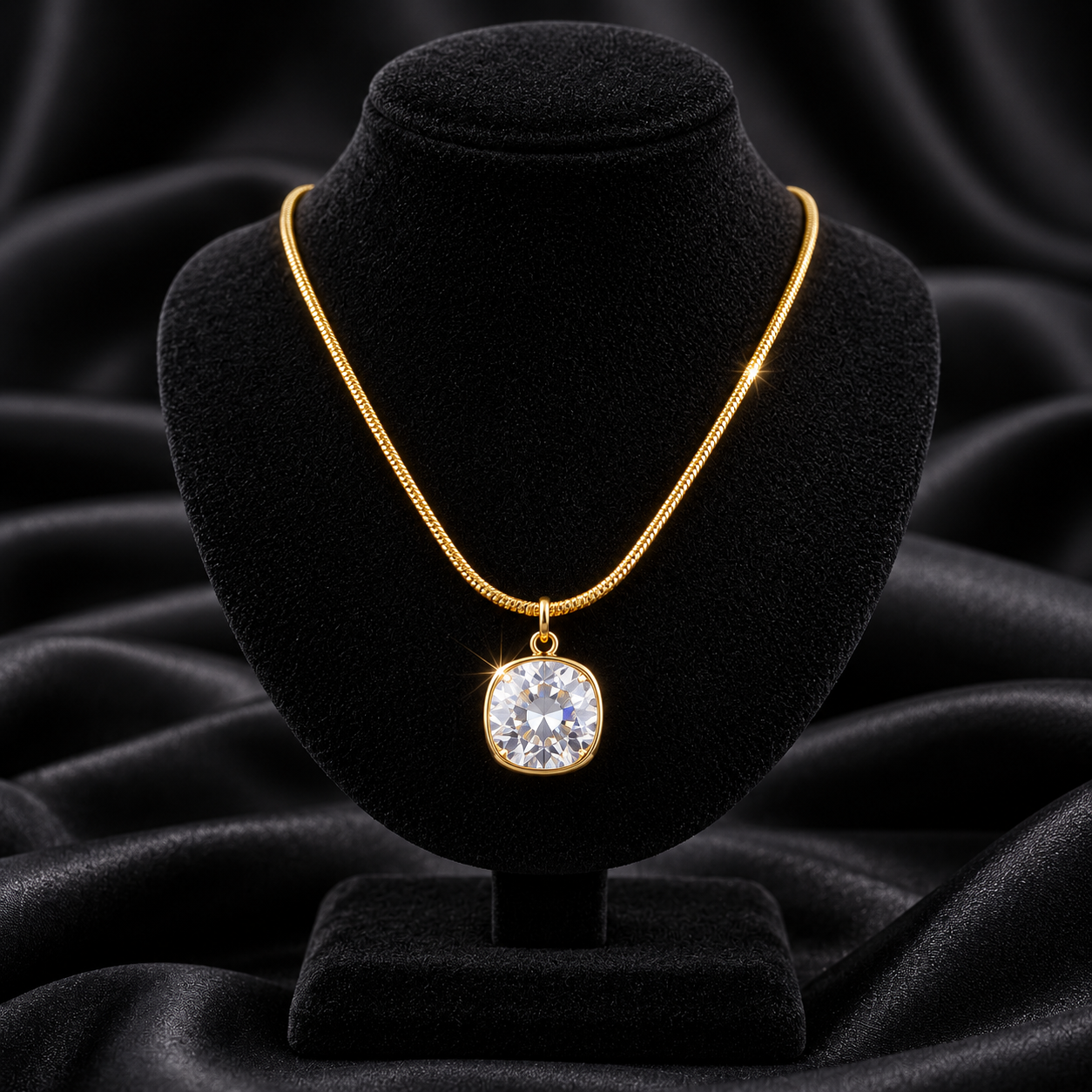 Elegant Gold Round Crystal Pendant Necklace for Women
