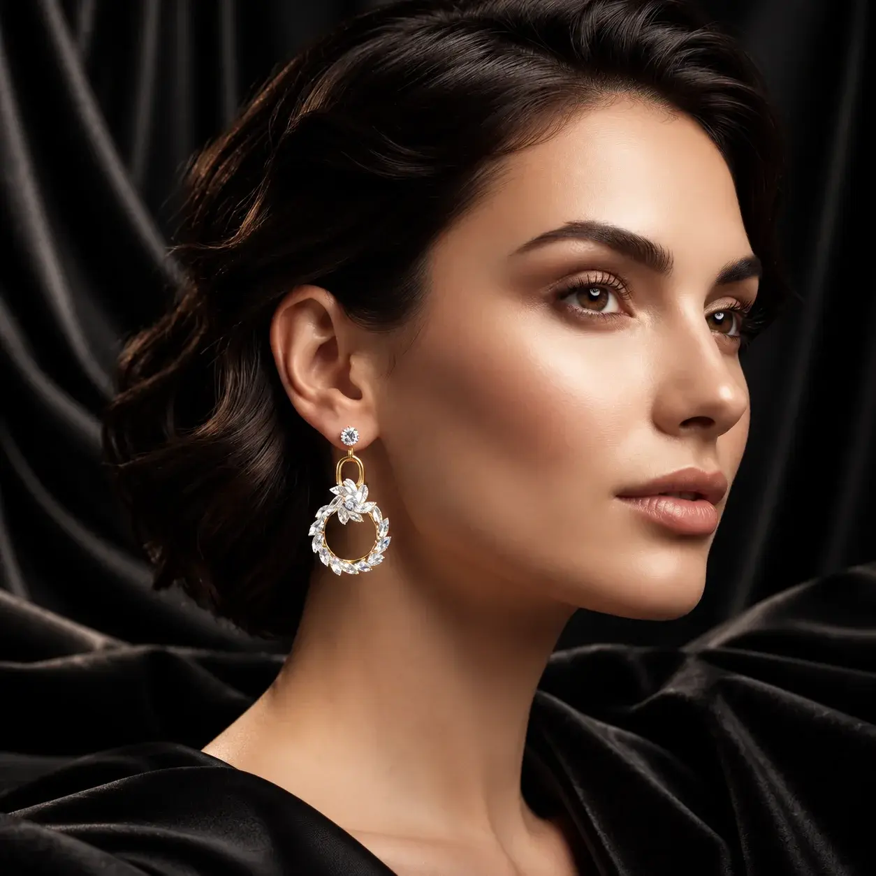 Gold Crystal Stud Earrings
