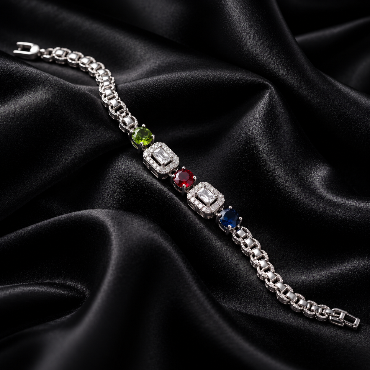 Multicolour Blue Red Green Halo Bracelet