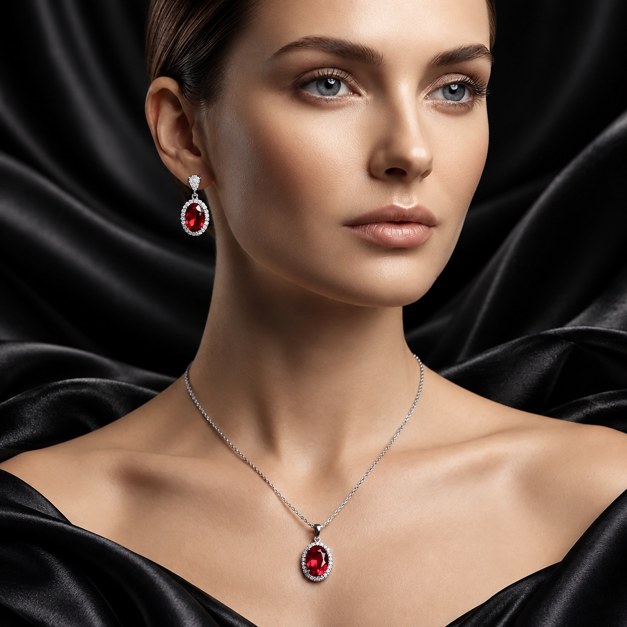Red Gemstone Jewellery Set