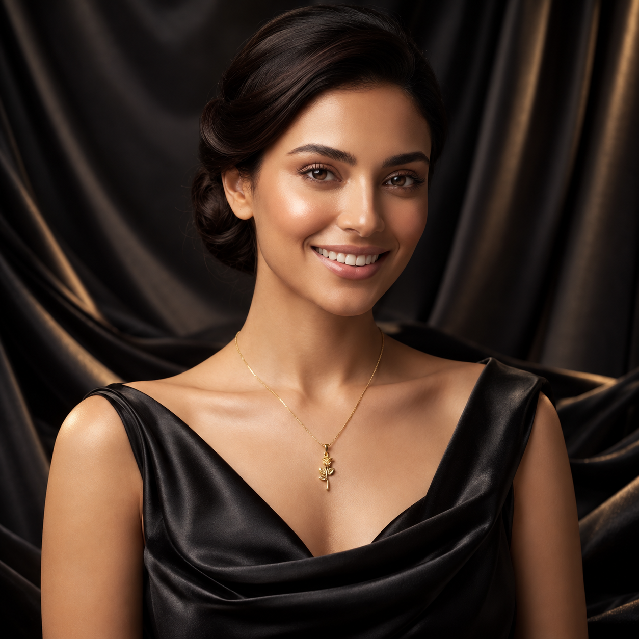 Rose Pendant Gold Necklace