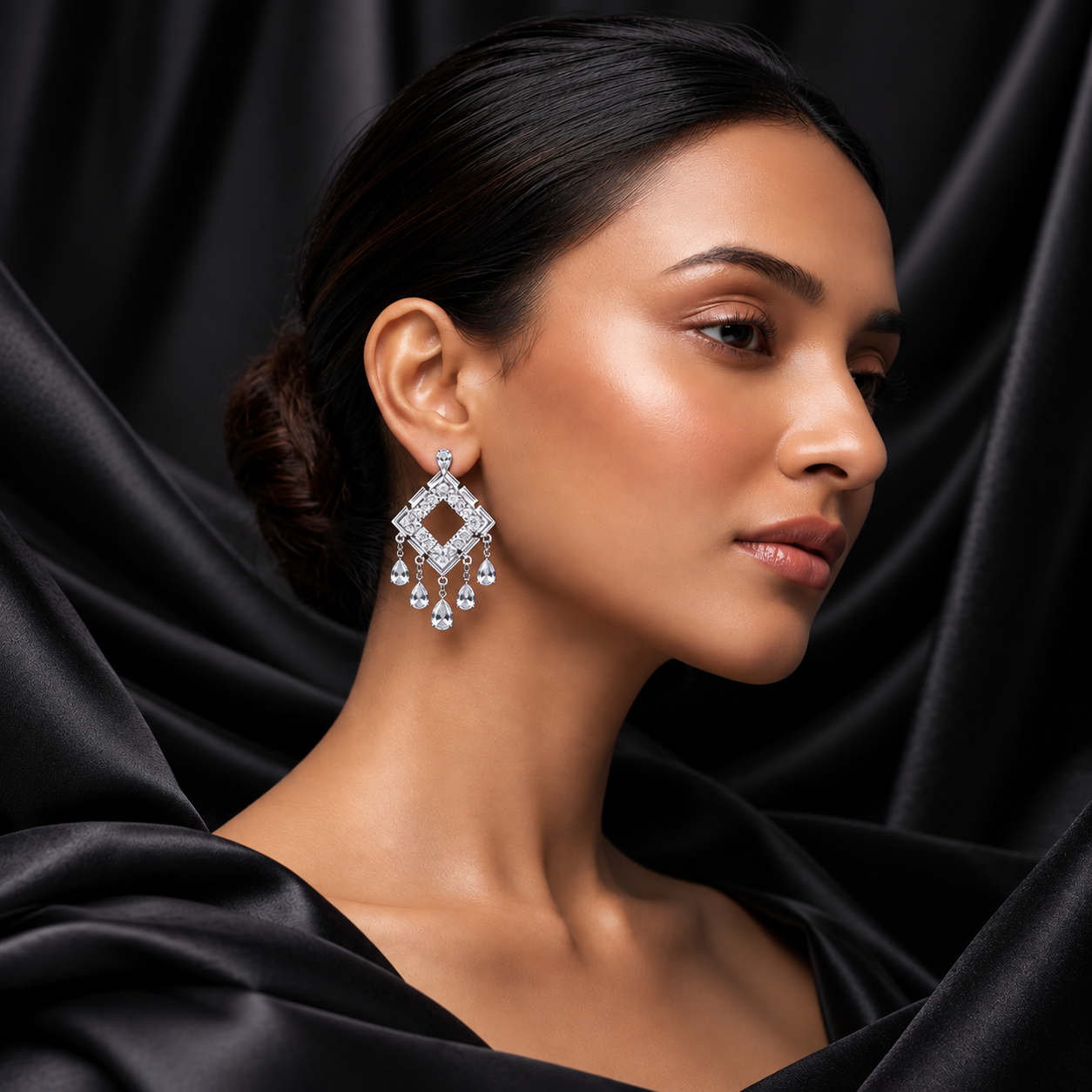 Teardrop Crystal Drop Earrings for Women